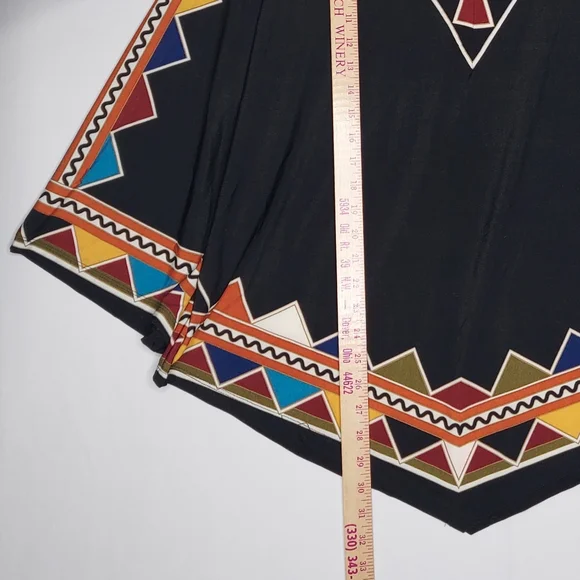 Ashley Stewart Flare Sleeve Top Women 22/24 Multicolor Geometric Stretch Tribal - Picture 4 of 5